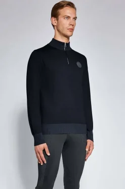 Bomull 1/2 Zip Herrtröja
