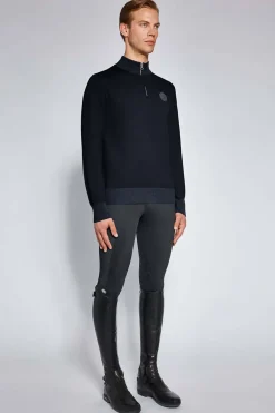 Bomull 1/2 Zip Herrtröja