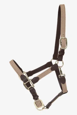 Flätad Nylon Lädergrimma Beige